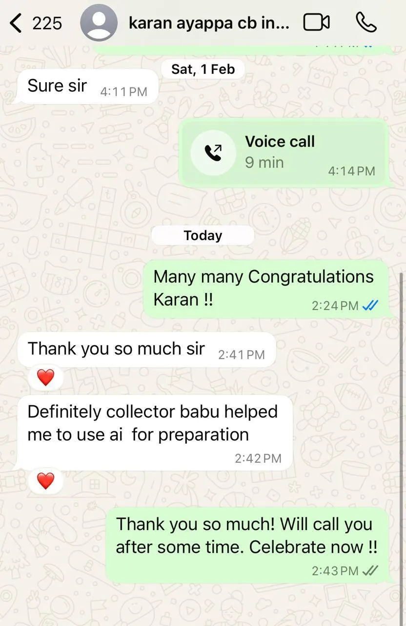 Testimonial from KARAN AYAPPA C R